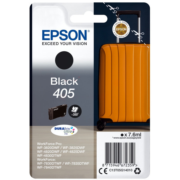 C13T05G14010 // 405 / schwarz / original EPSON Tintenpatrone schwarz / C13T05G14010 / 350 S. / 7.60 ml