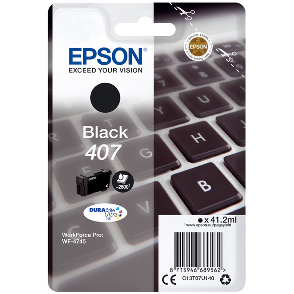 C13T07U140 // 407 / original EPSON Tintenpatrone schwarz / C13T07U140 / 2600 S. / 41.20 ml
