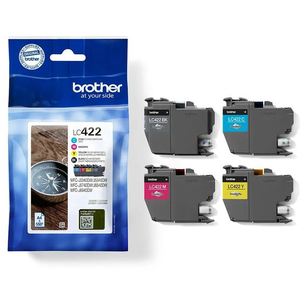 LC422VAL / schwarz cyan magenta / original BROTHER Tintenpatrone MultiPack / LC422VAL / 550 S.