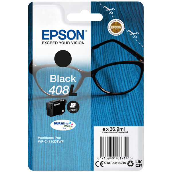C13T09K14010 // 408L / schwarz / original EPSON Tintenpatrone schwarz / C13T09K14010 / 2200 S. / 36.90 ml