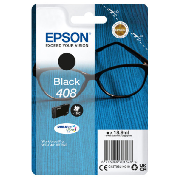 C13T09J14010 // 408 / schwarz / original EPSON Tintenpatrone schwarz / C13T09J14010 / 1100 S. / 18.90 ml