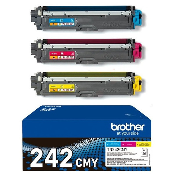 TN242CMY / gelb cyan magenta / original BROTHER Toner MultiPack / TN242CMY / 1400 S.