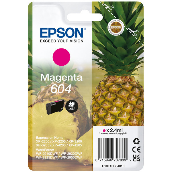 C13T10G34010 // 604 / original EPSON Tintenpatrone magenta / C13T10G34010 / 130 S. / 2.40 ml