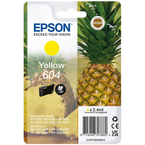 C13T10G44010 // 604 / original EPSON Tintenpatrone gelb / C13T10G44010 / 130 S. / 2.40 ml