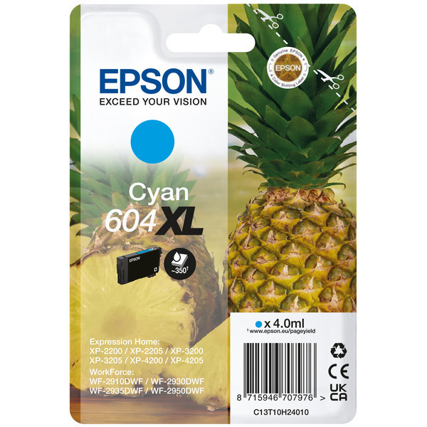 C13T10H24010 // 604XL / original EPSON Tintenpatrone cyan / C13T10H24010 / 350 S. / 4.00 ml