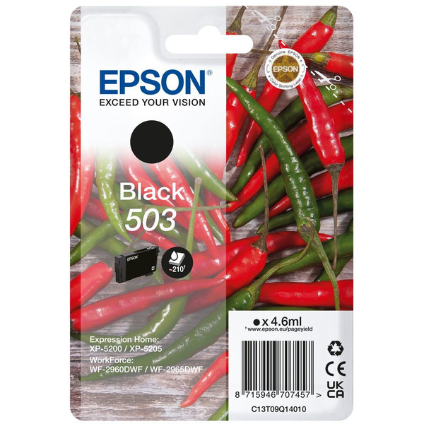 C13T09Q14010 // 503 / original EPSON Tintenpatrone schwarz / C13T09Q14010 / 210 S. / 4.60 ml