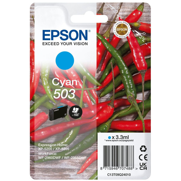 C13T09Q24010 // 503 / original EPSON Tintenpatrone cyan / C13T09Q24010 / 165 S. / 3.30 ml