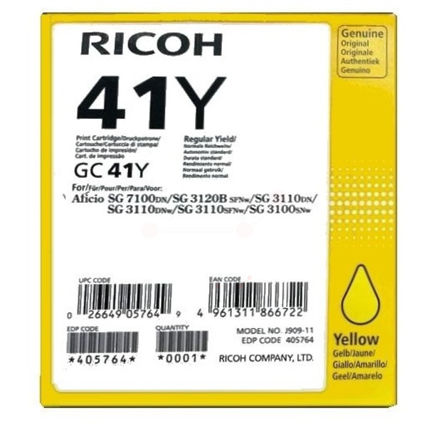 405764 // GC41Y / gelb / original RICOH Tinte Sonstige / 405764 / 2200 S.