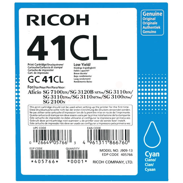405766 // GC41CL / cyan / original RICOH Tinte Sonstige / 405766 / 600 S.