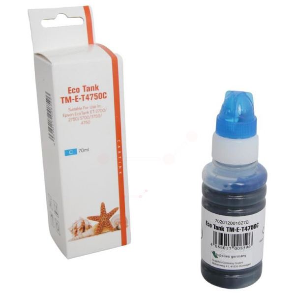 T4750C Eco Tank Nachfüllflasche Cyan für Epson / C13T03R240 / 70ml 
