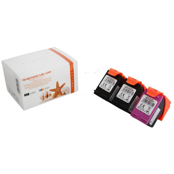 Multipack 302 Alternativ Tinte für HP / X4D37AE / 2x302BK18ml / 1x302C18ml 