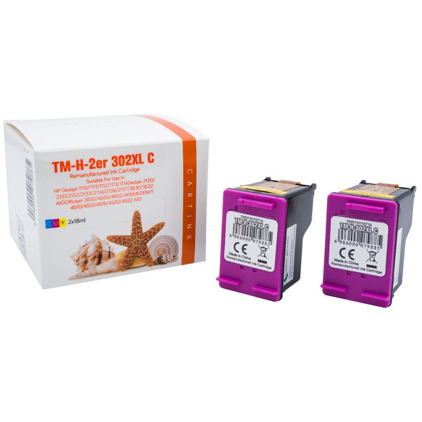 REF302CXL Doppelpack Refill Tinte Color für HP / F6U67AE  / 2x18ml (EU) 
