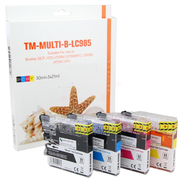 Multipack LC985 Alternativ Tinte für Brother / LC985VALBP / BK30ml / C,M,Y21ml 