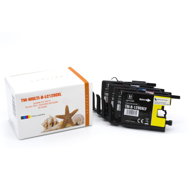 Multipack LC1280XL Alternativ Tinte für Brother / LC1280XLVALP / BK72,6ml / C,M,Y22,8ml 