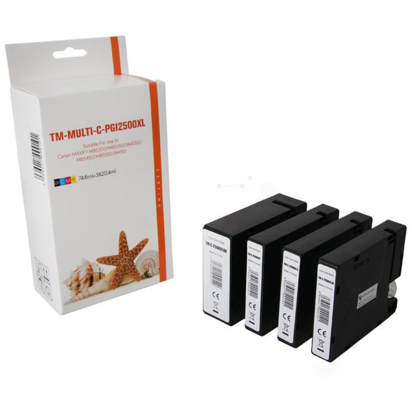 Multipack PGI2500XL Alternativ Tinte für Canon / 9254B004 / BK74,6ml / C,M,Y20,4ml (PATENT SAFE