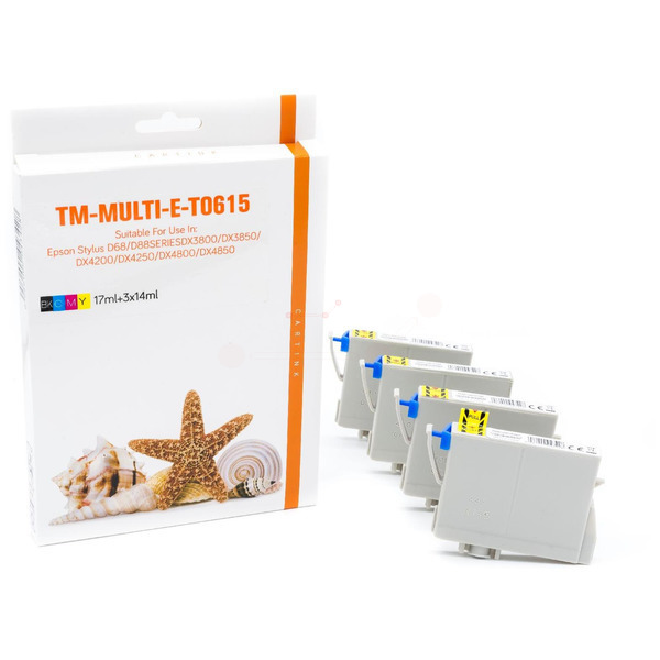Multipack T0615 Alternativ Tinte für Epson / C13T06154010 / BK,C,M,Y13ml 