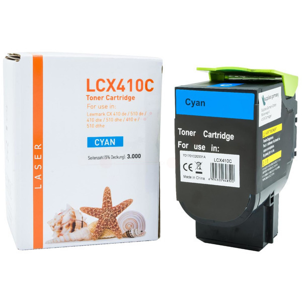 TONCX410C Alternativ Toner Cyan für Lexmark / 80C2HC0 / 3.000 Seiten