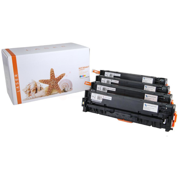 TONCF380AKIT Alternativ Toner  Rainbowkit für HP / CF380A/312A / BK4.400 / CMY2.700 Seiten 