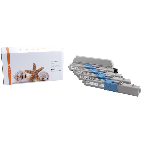 TONC321KIT Alternativ Toner Rainbowkit für Oki / 4497353336 / BK2.200 /CMY1.500 Seiten