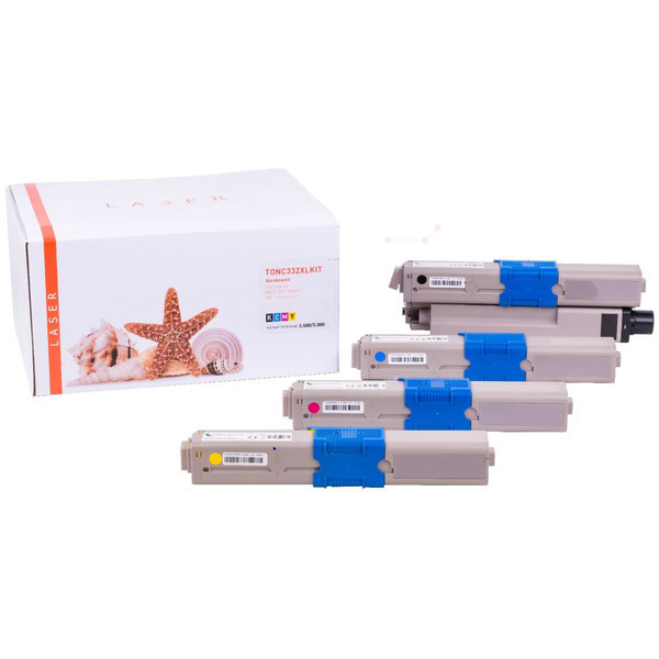 TONC332XLKIT Alternativ Toner Rainbowkit für Oki / 4650870946508712 / BK3.500 / CMY3.000 Seiten 