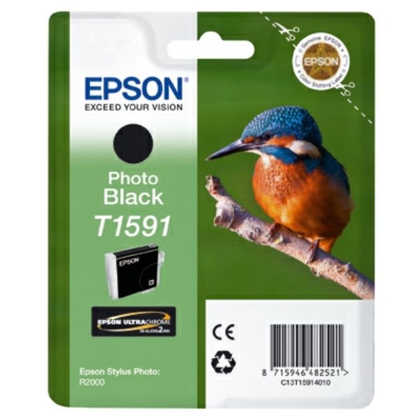 C13T15914010 // T1591 / schwarz / original EPSON Tintenpatrone schwarz / C13T15914010 / 17.00 ml
