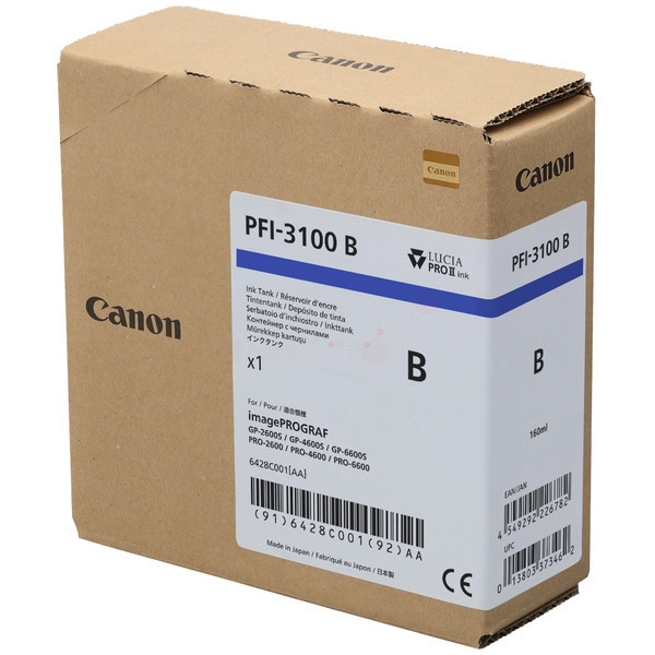 6428C001 // PFI3100B / original Canon Tintenpatron / 6428C001 / 160.00 ml