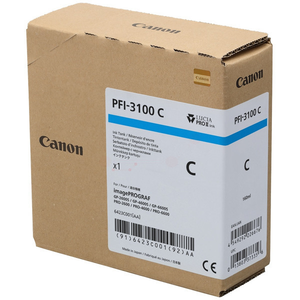 6423C001 // PFI3100C / cyan / original Canon Tinte / 6423C001 / 160.00 ml