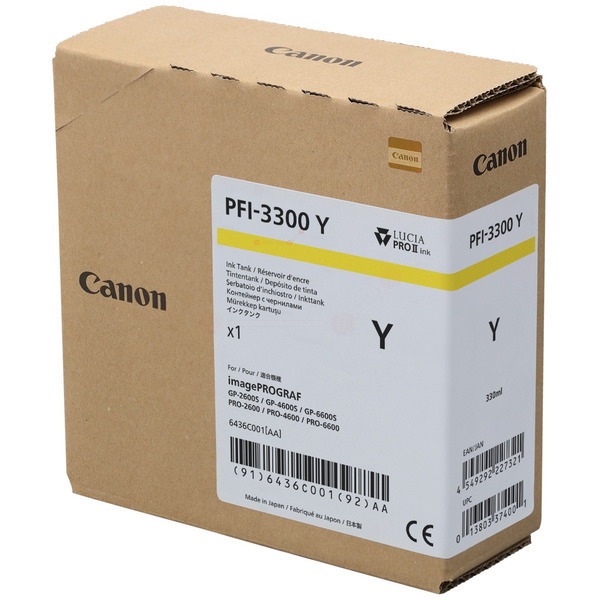 6436C001 // PFI3300Y / gelb / original Canon Tinte / 6436C001 / 330.00 ml