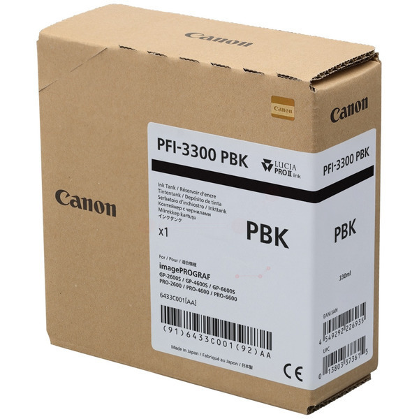 6433C001 // PFI3300PBK / schwarz / original Canon  / 6433C001 / 330.00 ml