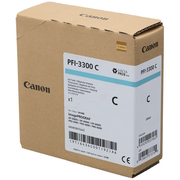 6434C001 // PFI3300C / cyan / original Canon Tinte / 6434C001 / 330.00 ml