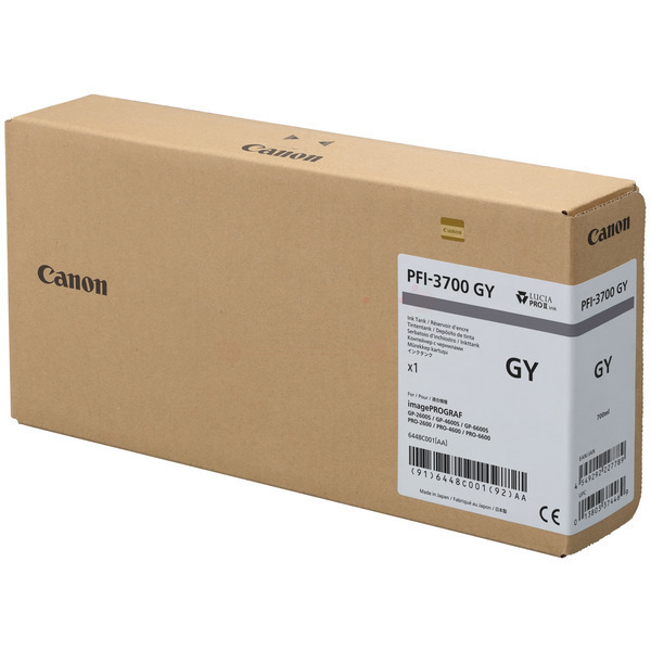 6448C001 // PFI3700GY / original Canon Tintenpatro / 6448C001 / 700.00 ml