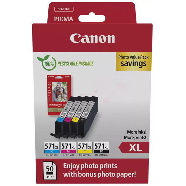 0332C006 // CLI571XL / schwarz cyan magenta / original CANON Tintenpatrone MultiPack / 0332C006 / 11.00 ml