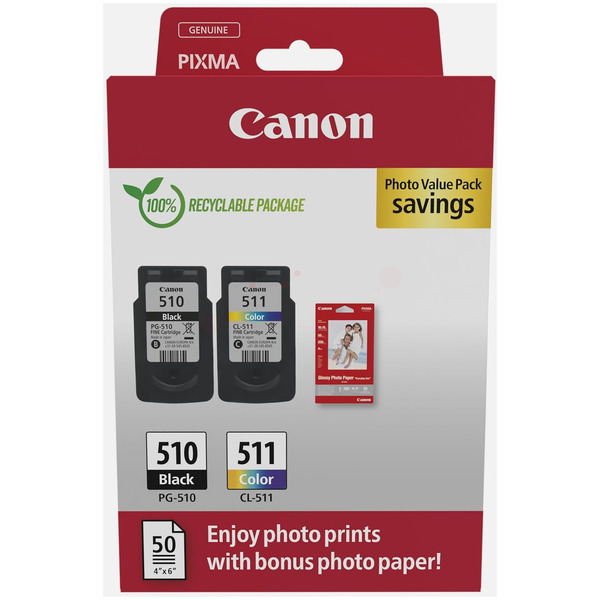 2970B017 // PG510CL511 / schwarz / original CANON Druckkopfpatrone Multipack / 2970B017 / 220 S. / 9.00 ml
