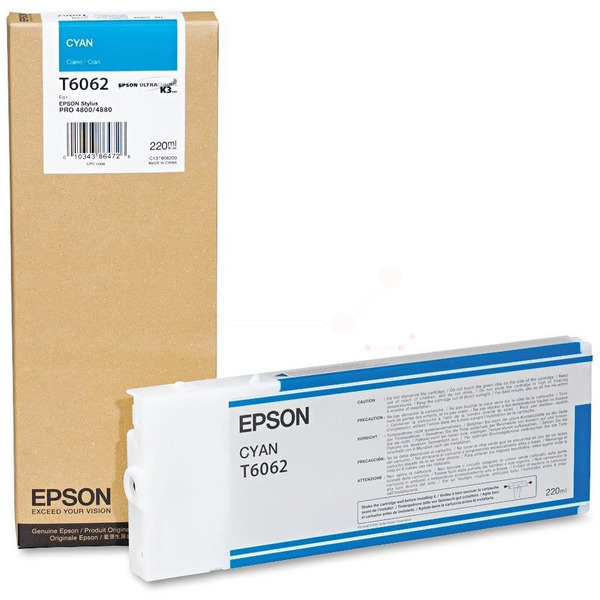 C13T606200 // T6062 / cyan / original EPSON Tintenpatrone cyan / C13T606200 / 220.00 ml