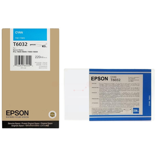 C13T603200 // T6032 / cyan / original EPSON Tintenpatrone cyan / C13T603200 / 220.00 ml