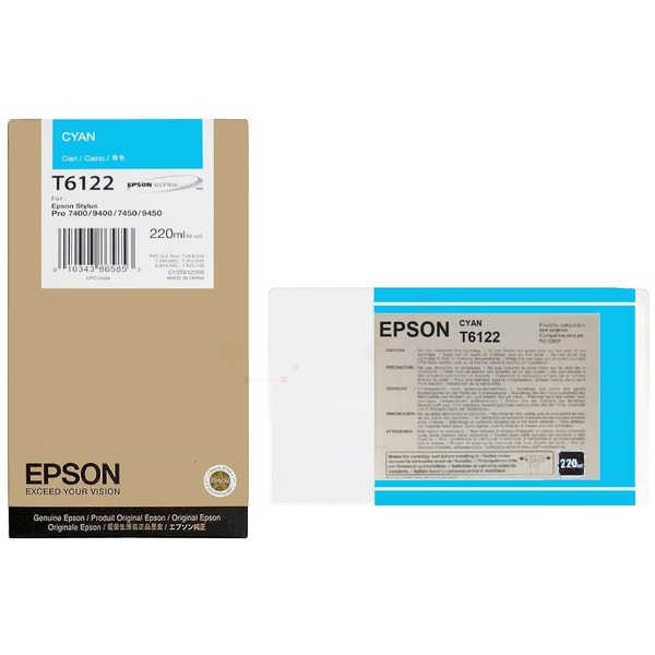 C13T612200 // T6122 / cyan / original EPSON Tintenpatrone cyan / C13T612200 / 220.00 ml