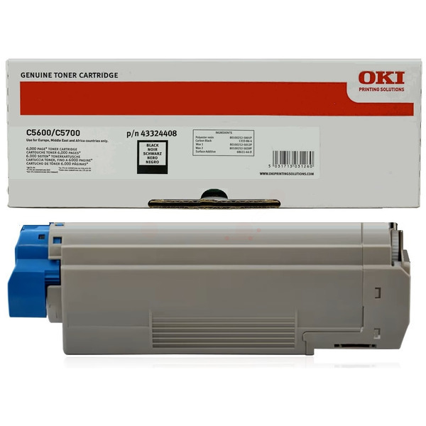 43324408 / schwarz / original OKI Toner schwarz / 43324408 / 6000 S.