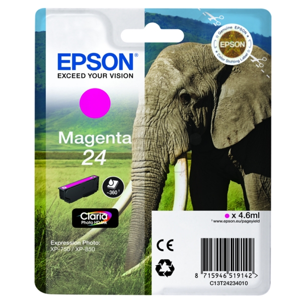 C13T24234010 // 24 / magenta / original EPSON Tintenpatrone magenta / C13T24234010 / 360 S. / 4.60 ml