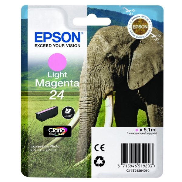 C13T24264010 // 24 / magenta / original EPSON Tintenpatrone magenta hell / C13T24264010 / 360 S. / 5.10 ml