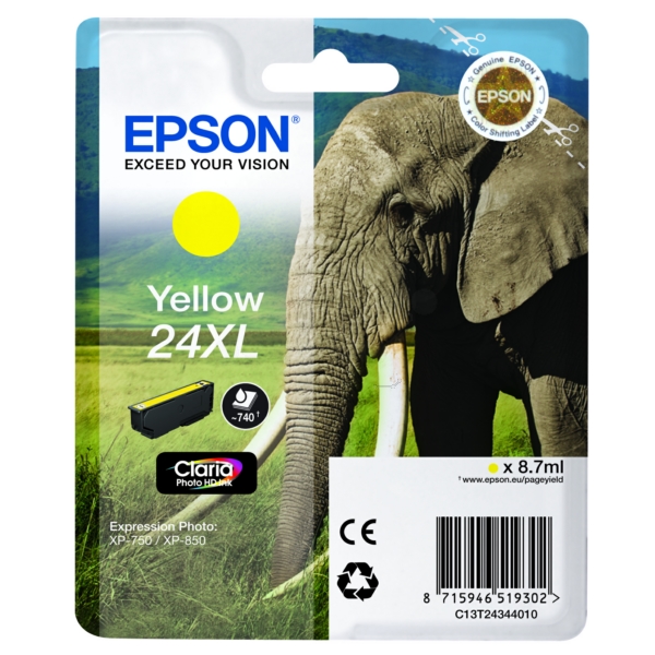 C13T24344012 // 24XL / gelb / original EPSON Tintenpatrone gelb / C13T24344012 / 500 S. / 8.70 ml