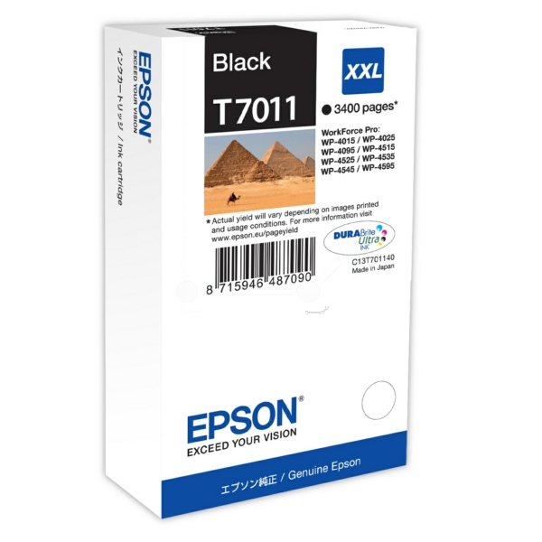 C13T70114010 // T7011 / schwarz / original EPSON Tintenpatrone schwarz / C13T70114010 / 3400 S. / 63.20 ml