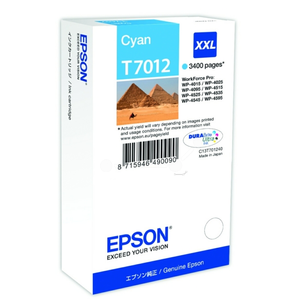 C13T70124010 // T7012 / cyan / original EPSON Tintenpatrone cyan / C13T70124010 / 3400 S. / 34.20 ml