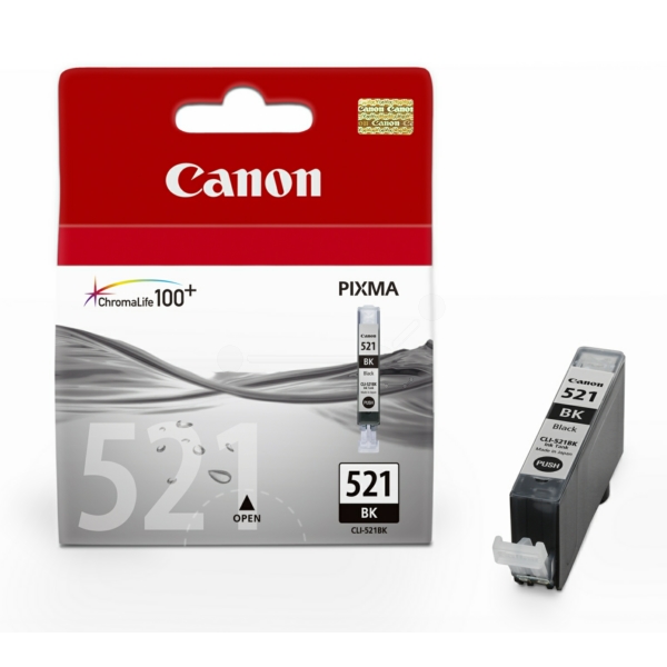 2933B001 // CLI521BK / schwarz / original CANON Tintenpatrone schwarz / 2933B001 / 1250 S. / 9.00 ml