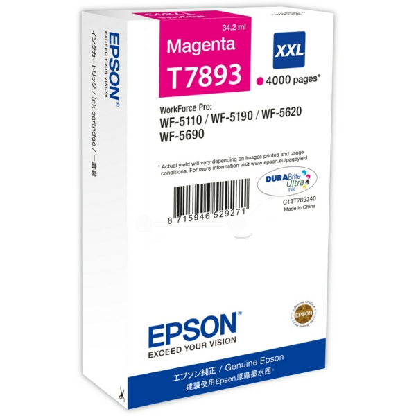 C13T789340 // T7893XXL / magenta / original EPSON Tintenpatrone magenta / C13T789340 / 4000 S. / 34.20 ml