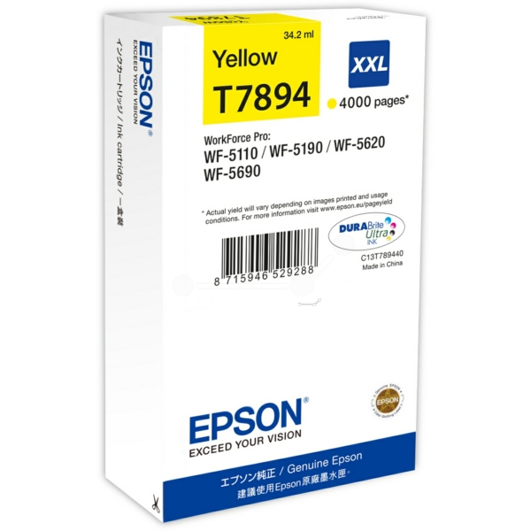 C13T789440 // T7894XXL / gelb / original EPSON Tintenpatrone gelb / C13T789440 / 4000 S. / 34.00 ml