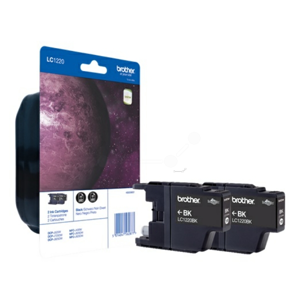 LC1220BKBP2DR / schwarz / original BROTHER Tintenpatrone schwarz / LC1220BKBP2DR / 300 S.