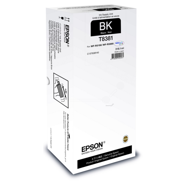 C13T838140 // T8381 / schwarz / original EPSON Tintenpatrone schwarz / C13T838140 / 20000 S. / 318.10 ml