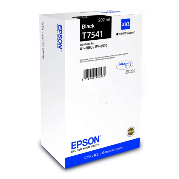 C13T75414N // T7541 / schwarz / original EPSON Tintenpatrone schwarz / C13T75414N / 10000 S. / 202.00 ml