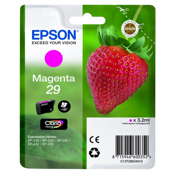 C13T29834012 // 29 / magenta / original EPSON Tintenpatrone magenta / C13T29834012 / 180 S. / 3.20 ml