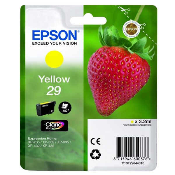 C13T29844012 // 29 / gelb / original EPSON Tintenpatrone gelb / C13T29844012 / 180 S. / 3.20 ml